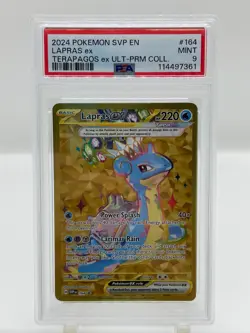 PSA 9 MINT Lapras Ex SVP 164 Gold FULL ART HOLO PROMO Pokemon Card - Image 1