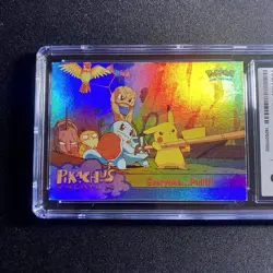 CGC 8 Topps Pikachu's Vacation Everyone. Pull! #52 RAINBOW FOIL Pokemon Card psa - Image 1
