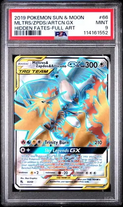 2019 POKEMON HIDDEN FATES #66 Moltres/Zapdos/Articuno PSA 9 Graded Pokemon Card - Image 1