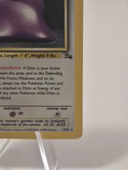 Pokemon TCG Ditto Fossil, Holo Unlimited Rare Card 3/62 - Image 3