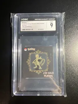 Pokemon CGC 9 Mewtwo 24K Gold Plating Sticker- Popping Candy 2023 - Image 1