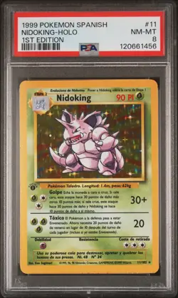 1999 POKEMON SPANISH 1ST ED #11 NIDOKING-HOLO PSA 8 - Image 1