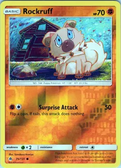 Rockruff 75/131 Common - Pokemon TCG SM: Forbidden Light - Reverse Holo (NM) - Image 1