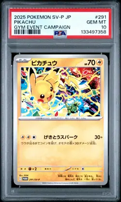 2025 POKEMON JPN SV-P PROMO GYM EVENT CAMPAIGN #291 PIKACHU PSA 10 - Image 1