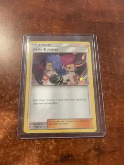 Jessie & James REVERSE HOLO RARE card 58/68 Sun & Moon Hidden Fates 2019 Pokemon - Image 1