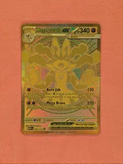 Mega Lucario Ex 188/132 Mega Evolution Gold Hyper Rare Pokemon TCG Card English - Image 1