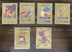 Set of 5-POKEMON-GOLD FOIL TRADING CARDS-*Fake* - Image 1