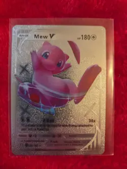 Pokemon Mew V SILVER Foil Fan Art Collector Card - 180 HP - Image 1
