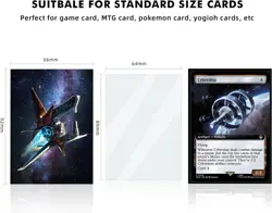 100 MTG Card Sleeves with 100 Inner Sleeve, Textured Back Art Spaceship - Image 3