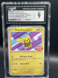 CGC 9 Pikachu in a Batik Shirt 154/SV-P Indonesian Promo Pokemon TCG - Image 1