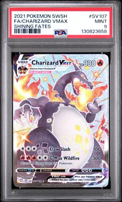 2021 Pokemon Sword & Shield #SV107 Full Art Charizard Vmax Shining Fates PSA 9 - Image 1