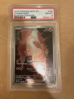 PSA 8 MINT Charmander 168/165 Illustration Rare English 151 Pokemon TCG - Image 1