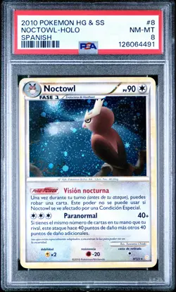2010 POKEMON HEARTGOLD & SOULSILVER SPANISH #8 NOCTOWL-HOLO PSA 8 - Image 1