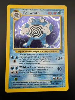 Poliwrath Holo Rare 15/130 Pokemon Base Set 2 WOTC Vintage 2000 - Image 3