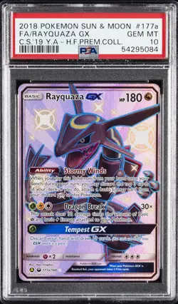 2018 POKEMON SUN & MOON CELESTIAL STORM #177A FULL ART/RAYQUAZA GX PSA 10 - Image 1
