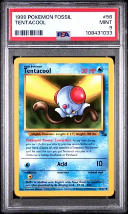 TENTACOOL 1999 Pokemon Fossil #56 PSA 9 - Image 1