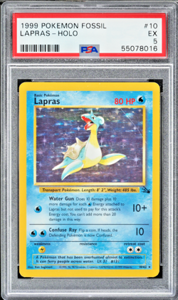 LAPRAS 1999 Pokemon Fossil Holo #10 PSA 5 - Image 1
