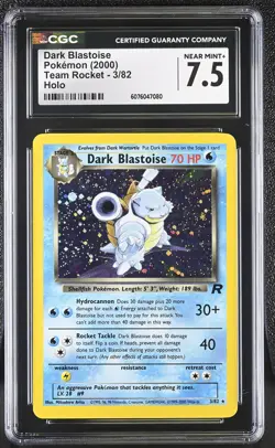 CGC 7.5 Dark Blastoise 2000 Team Rocket 3/82 Holo Pokemon Card - Image 1
