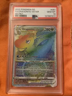 Pokemon TCG Dragonite VSTAR Holo Card Secret Rare, Pokemon Go 081/078 - Image 1