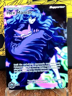 Pokemon Hex Maniac Anima Waifu Sexy Doujin ACG DIY Trainer Full Art Card Holo - Image 1