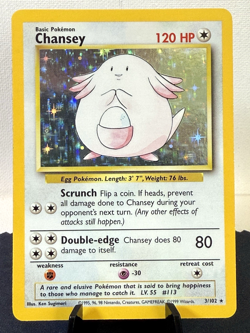 Pokemon TCG: 1999 Base Set Unlimited Chansey 3/102 Holo Rare LP+ - Image 1