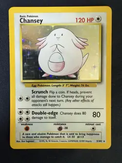 Pokemon TCG: 1999 Base Set Unlimited Chansey 3/102 Holo Rare LP+ - Image 5