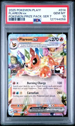 2025 POKEMON PLAY! POKEMON PRIZE PACK: SERIES 7 #014 FLAREON EX PSA 10 (POP 10) - Image 1