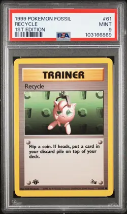 1999 POKEMON FOSSIL 1ST EDITION #61 RECYCLE PSA 9 - Image 1