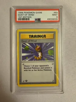 1999 Pokemon - 1st Edition Shadowless Gust of Wind - Base Set 93/102 PSA 9 Mint! - Image 1
