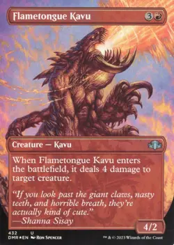 FLAMETONGUE KAVU 432 BORDERLESS FOIL DOMINARIA REMASTERED MTG MAGIC NM - Image 1