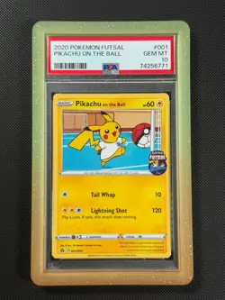 PSA 10 Pikachu on the Ball 001/005 PROMO Pokemon Card Pokemon Futsal GEM MINT - Image 1