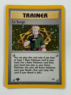 Pokemon Cards Lt. Surge 17/132 1ST EDITION Gym Heroes WOTC Holo Rare - Image 1