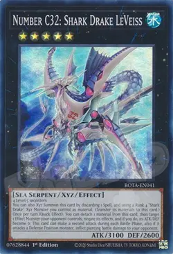 Yugioh - Number C32 Shark Drake LeVeiss - 1st Edition Super Rare NM - Free Holo - Image 1