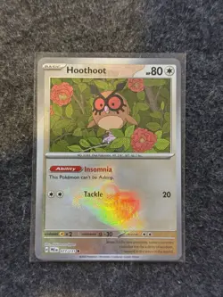 Hoothoot 077/131 - Masterball Holo - Prismatic Evolutions - Pokemon Card TCG - Image 1