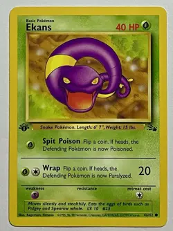 Ekans 46/62 (LP) 1st Edition Common Fossil Set 1996 WOTC Pokemon Card - Image 1