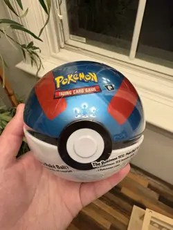 Pokemon Cards Great Ball Tin 3 English Booster Packs and TCG Coin New Sealed - Image 1