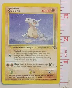 1st Edition Cubone 50/64 Jungle 1999 Vintage Common Non-Holo Collectible Card - Image 2