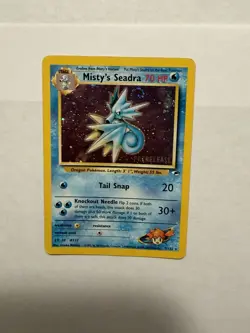 Pokemon TCG Misty's Seadra Prerelease Holo Card With Rare Holo Swirl 9/132 WOTC - Image 2