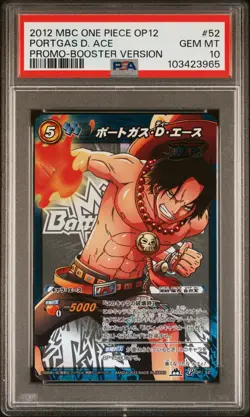PSA 10 Portgas D Ace OP12 52 - One Piece Miracle Battle Carddass Card POP 3 - Image 1