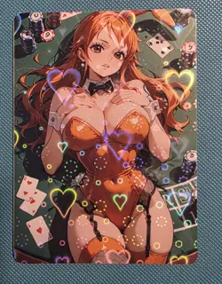 Waifu Card - Bunny Nami Goddess ACG Custom DIY Fan Art Card - Image 1