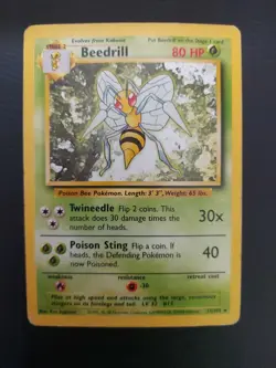 Pokemon TCG Beedrill Base Set, 17/102, Regular Card 1999-2000 Wizards - Image 1