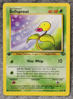 1st Edition Bellsprout 49/64 Jungle Common Pokemon Card - LP - Image 1