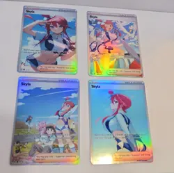 Lot of 4 Custom holo Skyla Trainer Pokemon Trading Card sleeved & top loaded - Image 3
