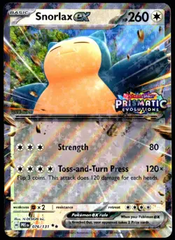 Pokemon TCG Snorlax ex 076/131 2025 Prismatic Evolutions Stamped Promo Card - NM - Image 1