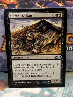 Moderately played Relentless Rats #113 Magic 2011 (M11) W/Tracking - Image 1