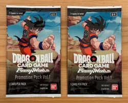 LOT of (x2) DRAGON BALL SUPER (DBS) CARD GAME FUSION WORLD PROMO PACK Vol.1, NEW - Image 1