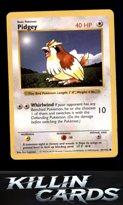 Pidgey 057/102 Pokemon Common Base Set (Shadowless) Card MP - Image 1