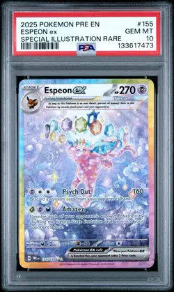 2025 Pokemon Prismatic Evolutions PRE Espeon EX #155/131 SIR PSA 10 Gem Mint - Image 1