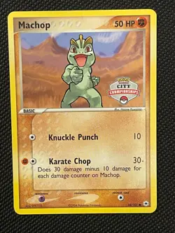MACHOP 64/101 EX Hidden Legends CITY CHAMPIONSHIPS PROMO Cities Pokemon UNPLAYED - Image 1