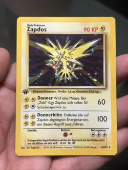 Pokemon TCG Zapdos 16/102 Base Set 1st Edition Holo German- NM - Image 1